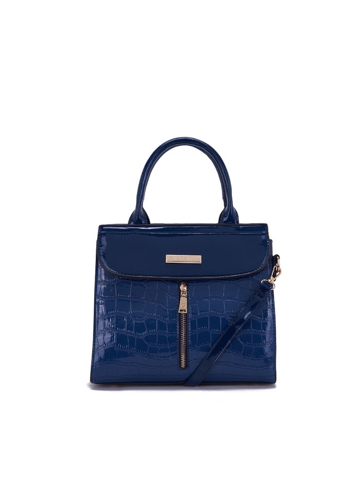 Giordano Women Satchel Bag With Zipper Pu Leather & Two Handles - Navy Blue-picture-23