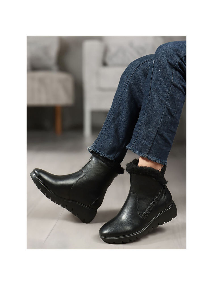 ELLE Black Solid Party Wear Women's Casual Boots-picture-11