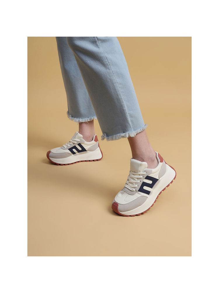 Truffle Collection Navy Blue Solid Casual Sneakers-image-2
