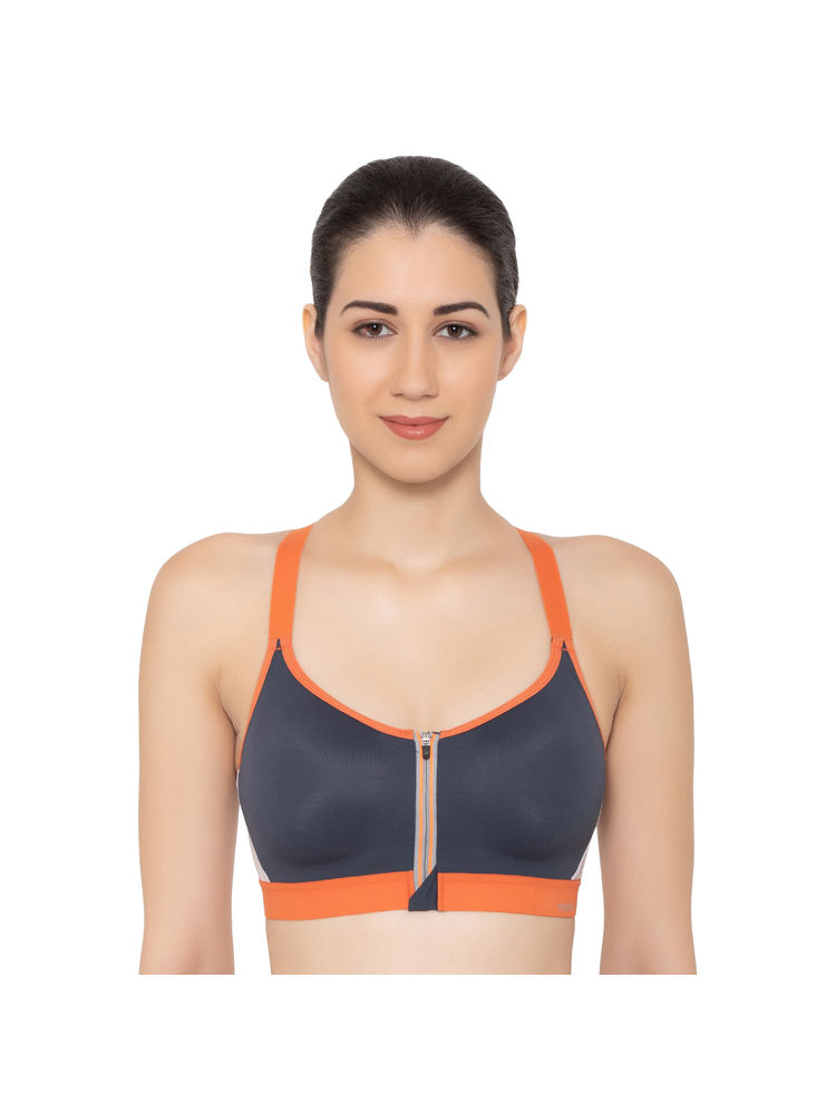 Triumph 125 Padded Wireless Front Open High Coverage Racer Back Sports Bra - Blue-picture-39
