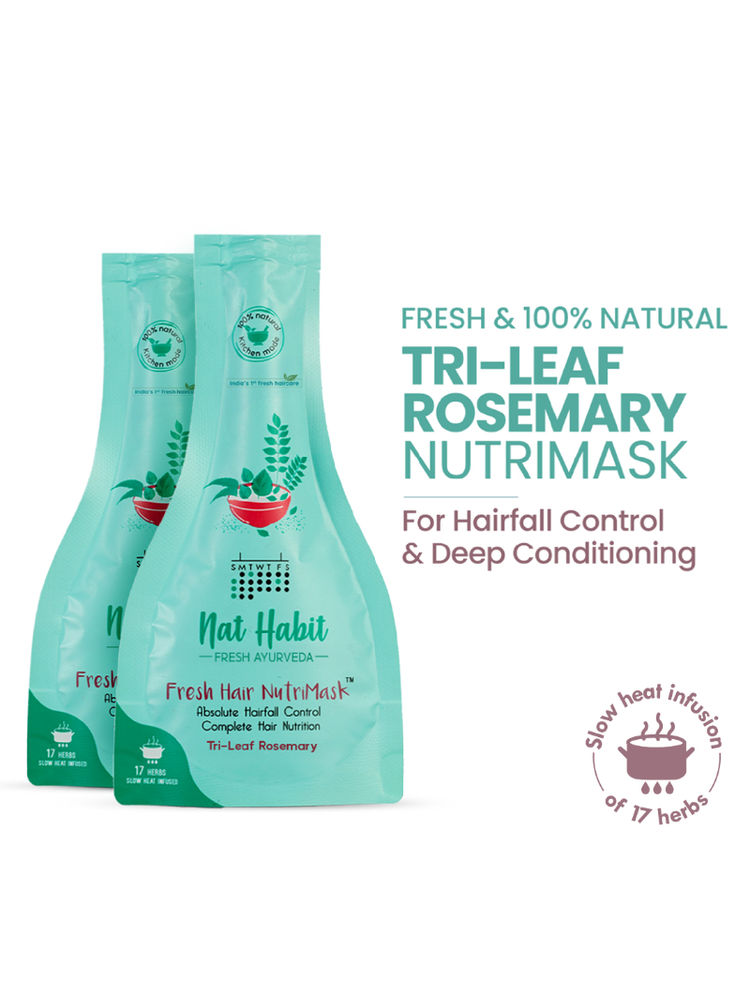 Nat Habit Tri-Leaf Rosemary Hair Mask With Peanut Protein For Hair Fall Control & Deep Conditioning-image-42