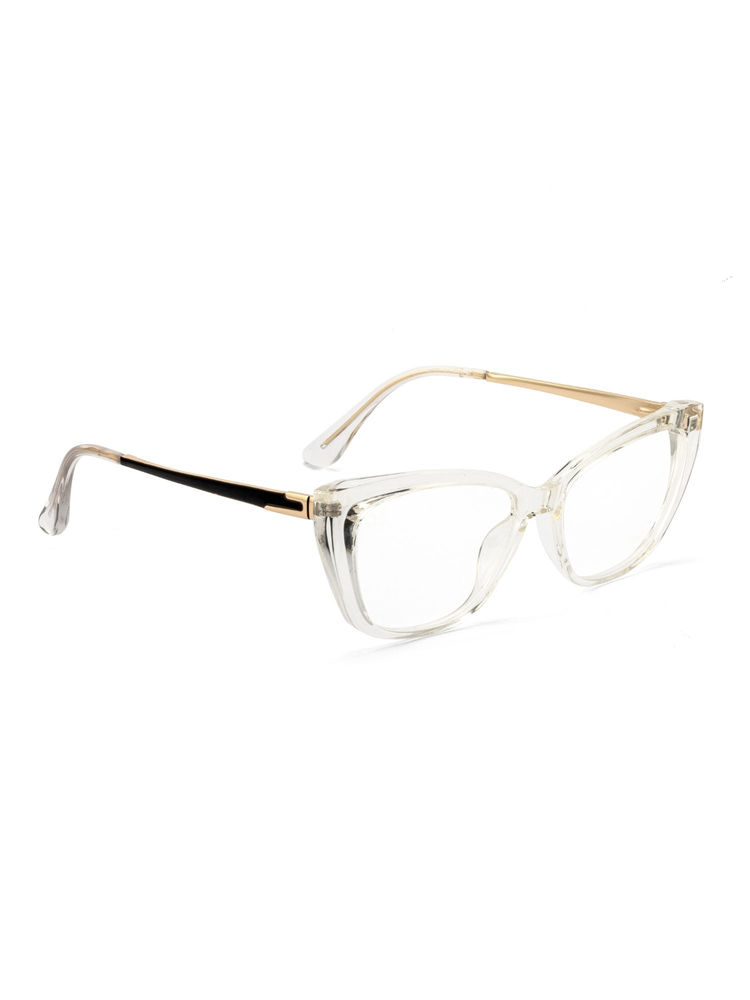 PERKEY Cat Eye Bold Glossy Transparent Spectacle Frame For Women (OPTL0024-C2) (52)-image-2