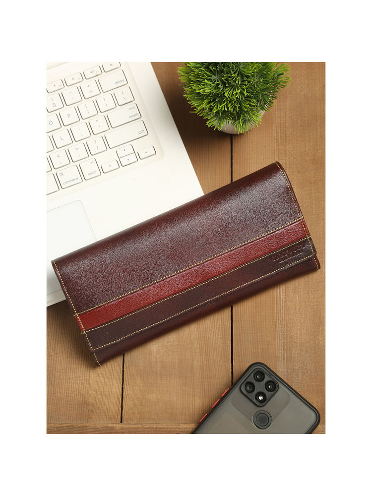 Teakwood Women Maroon Solid Two Fold Leather Wallet-picture-16