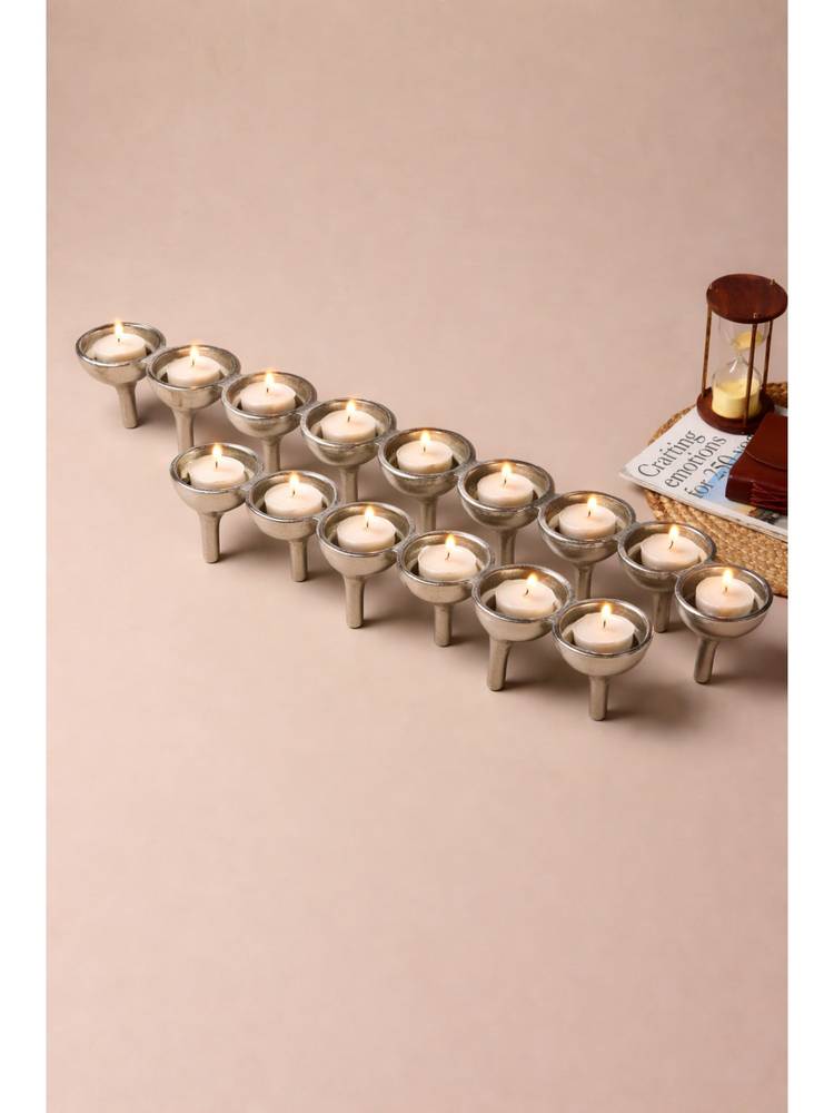 De Maison Decor Silver Solid Metal Candle Holder (Pack of 2)-picture-16