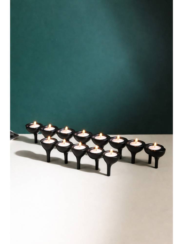 De Maison Decor Black Solid Metal Candle Holder (Pack of 2)-picture-14