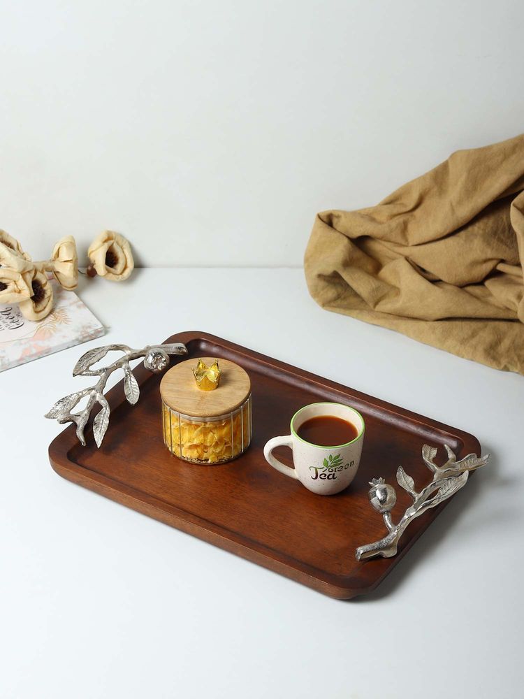 De Maison Decor Silver Solid Wood Tray-image-5