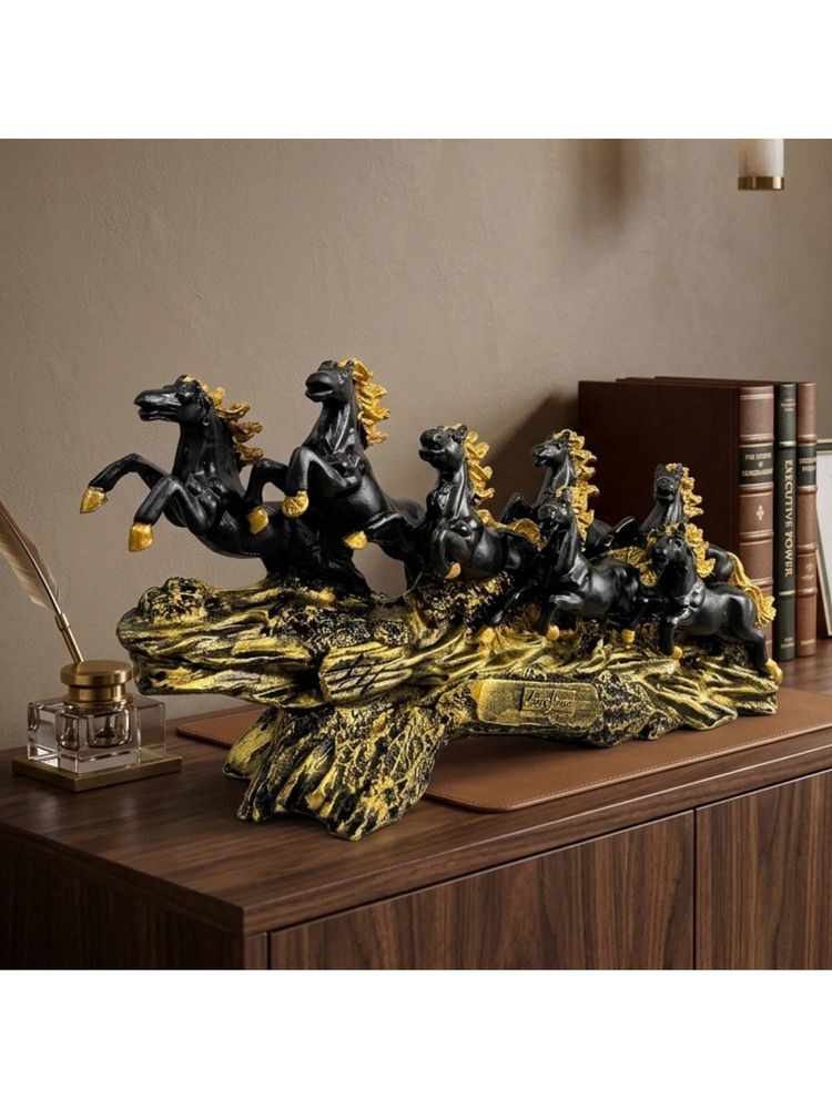 eCraftIndia Multi-Color Solid Resin Running Horses Showpiece-image-16