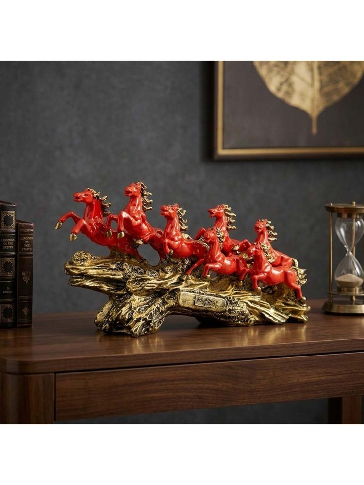 eCraftIndia Multi-Color Solid Resin Running Horses Showpiece-image-8