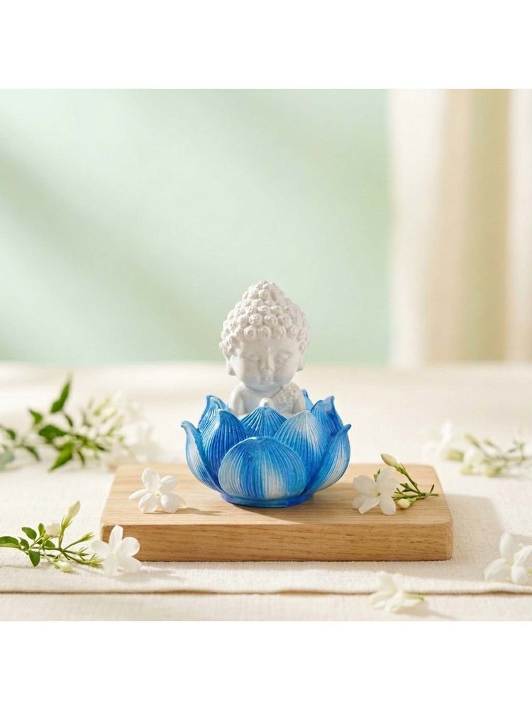 eCraftIndia Blue Solid Resin Baby Buddha Statue-picture-16