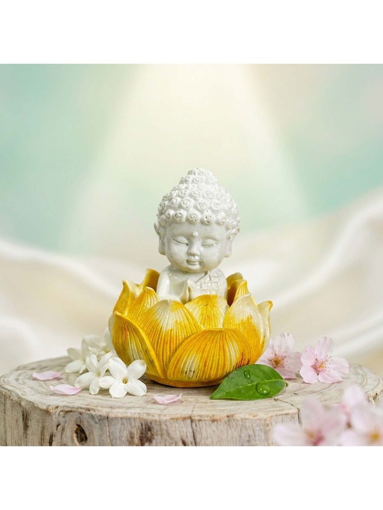 eCraftIndia Yellow Solid Resin Baby Buddha Statue-picture-26