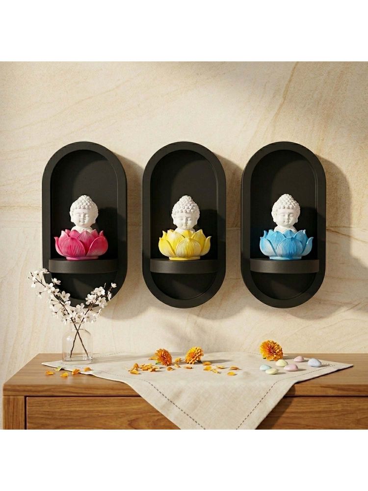 eCraftIndia Multi-Color Solid Metal Buddha Idols (Pack of 3)-picture-11