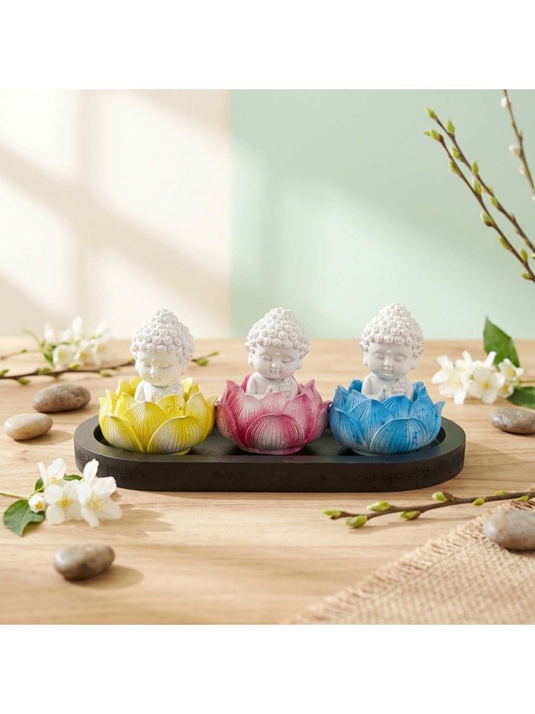 eCraftIndia Multi-Color Solid Resin Buddha Idols-image-7