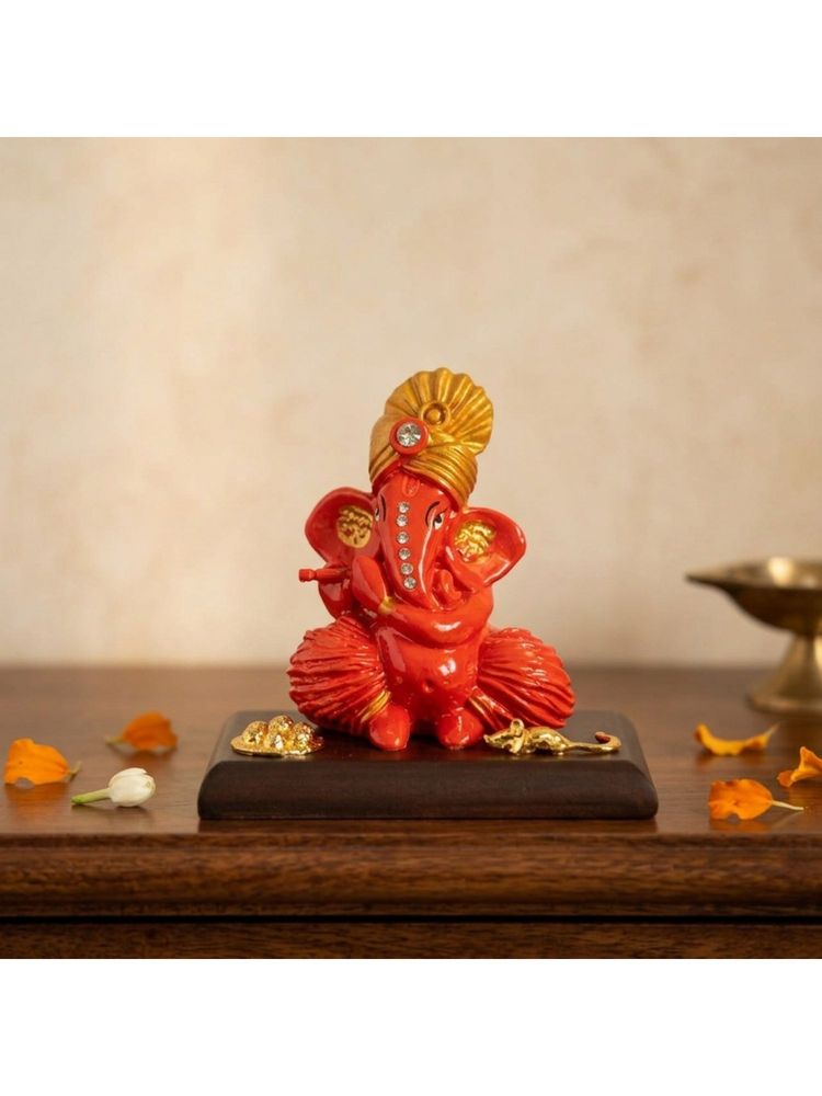 eCraftIndia Orange Solid Resin Ganesha Idol-picture-20