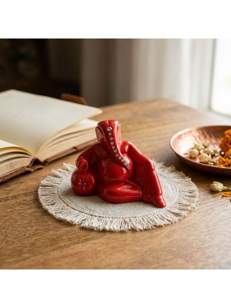 eCraftIndia Red Solid Resin Ganesha Idol-image-13