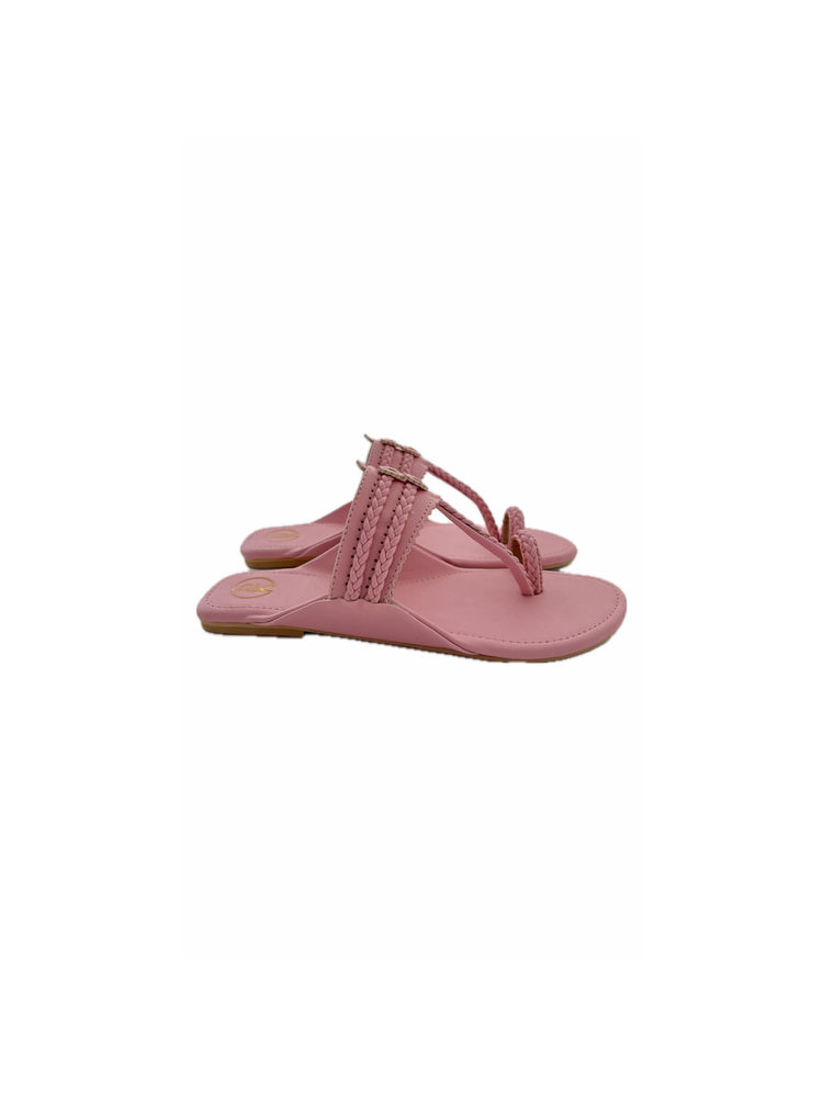 PREET KAUR Women Pink Pastel Flat Kolhapuri