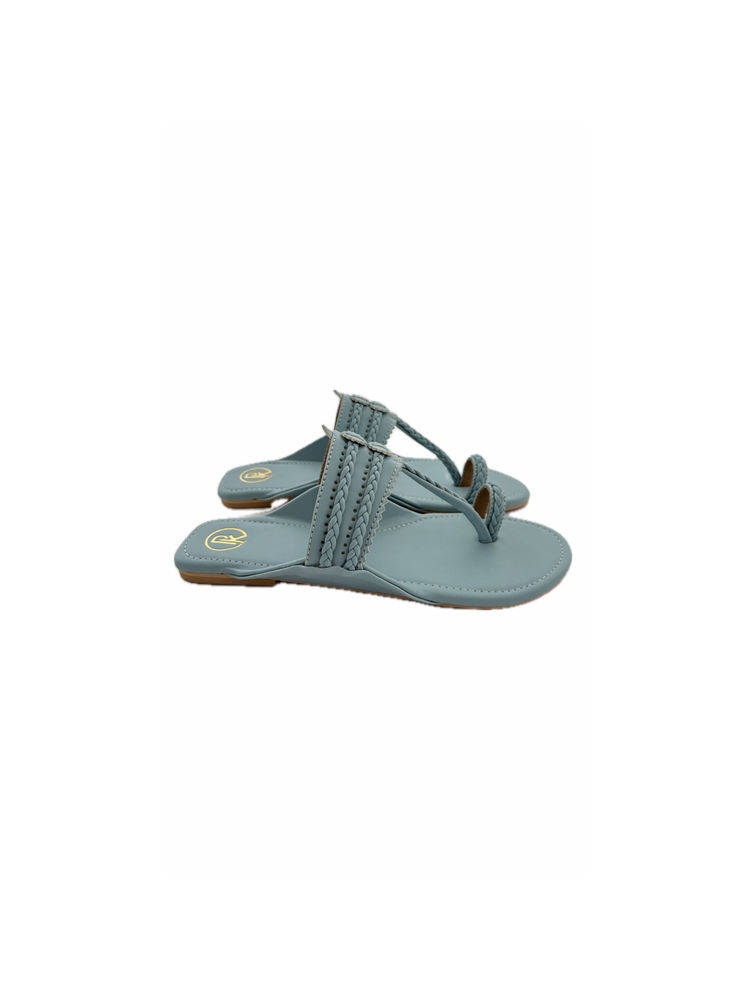 PREET KAUR Women Blue Pastel Flat Kolhapuris-picture-19