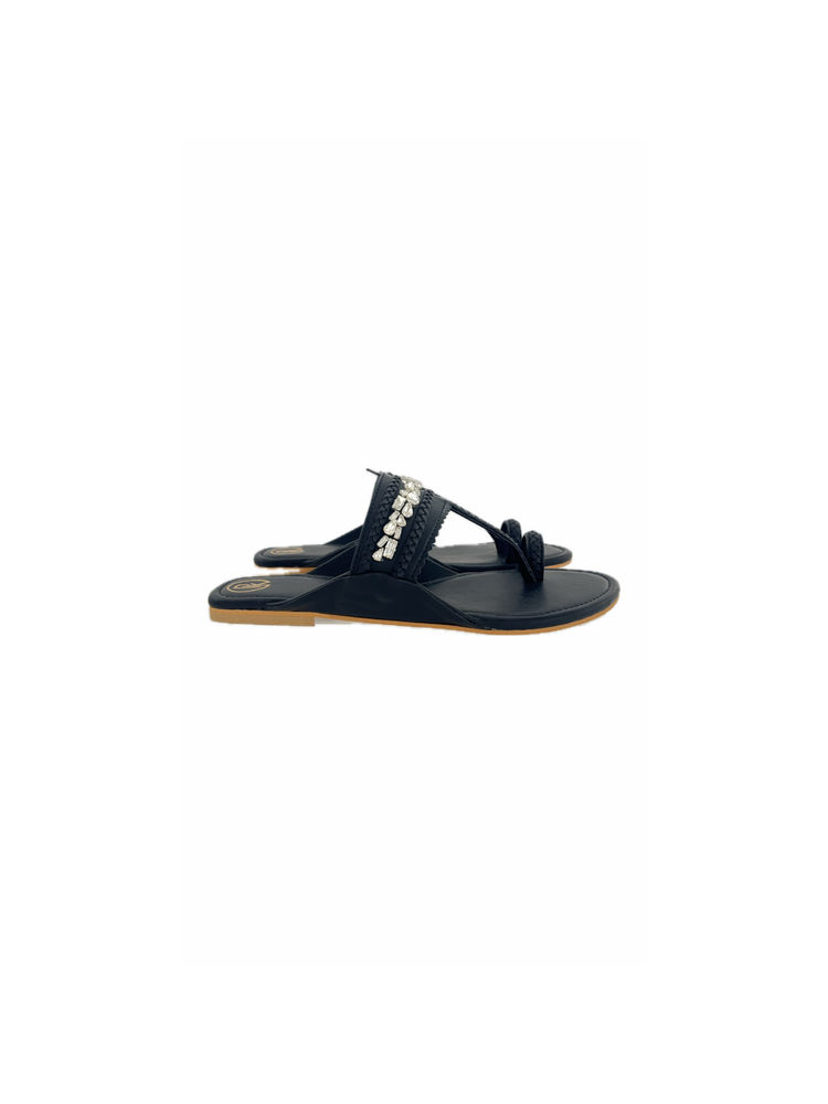 PREET KAUR Women Black Embellished Flats Kolhapuri-picture-18