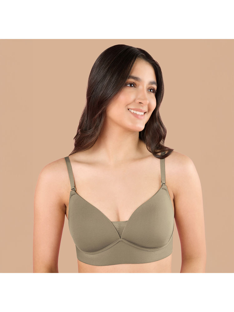 Nykd by Nykaa Adapt360° Lift & Support Padded Non Wired Barely There T-Shirt Bra NYB362 Olive-image-13