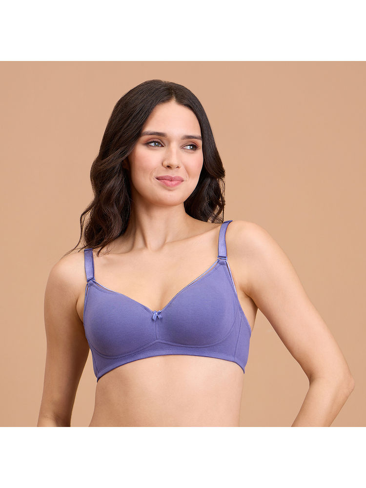 Nykd By Nykaa Cotton Deep Neck Non Padded Non Wired Bra with Low Back-NYB391-D.Purple-picture-26