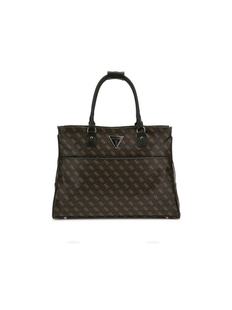 guess fashion Guess Brown Monogram Polyurethane Jesco Shopper Tote Bag-picture-12