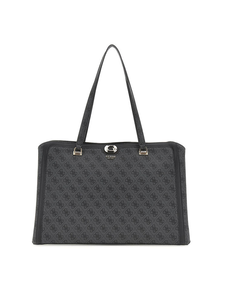 Guess Charcoal Logo Monogram Polyurethane Orlina Travel Tote Bag-image-24
