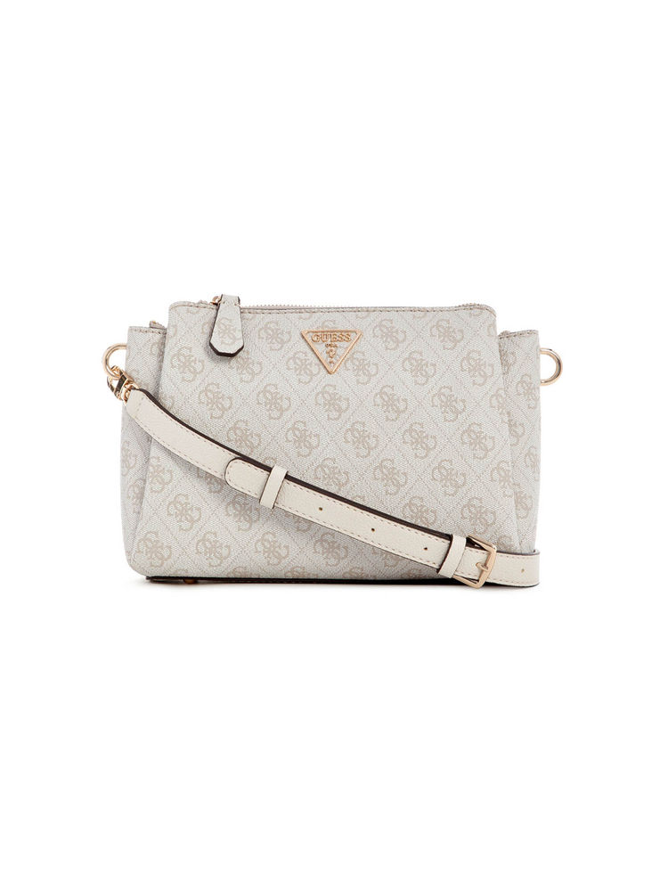 Guess Bone Logo Monogram Polyurethane Noelle Tri Compartment Sling Bag-image-47
