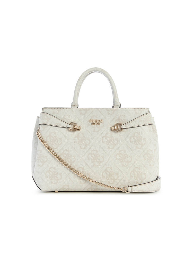 Guess Bone Logo Monogram Polyurethane Lorelei Girlfriend Satchel Bag-image-44