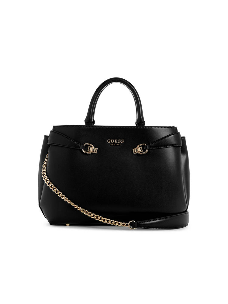 Guess Black Solid Polyurethane Lorelei Girlfriend Satchel Bag-image-22