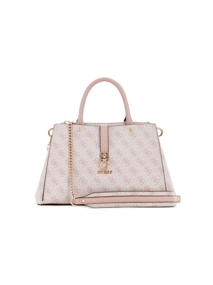 Guess Orchid Logo Monogram Polyurethane Zamira Luxury Satchel Bag-image-42