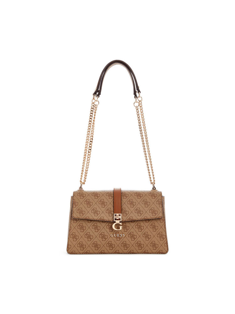 Guess Latte Logo Monogram Polyurethane Zamira Convertible Sling Bag-image-42
