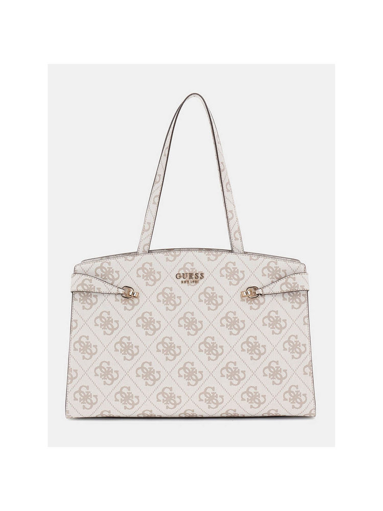 Guess Grey Logo Monogram Polyurethane Lorelei Tote Bag-image-42
