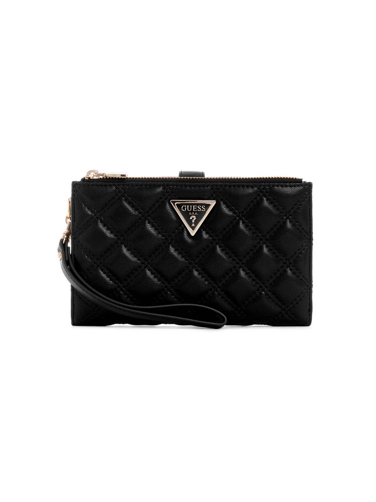 guess fashion Guess Black Quilted Polyurethane Giully Dbl Zip Organizer-picture-15