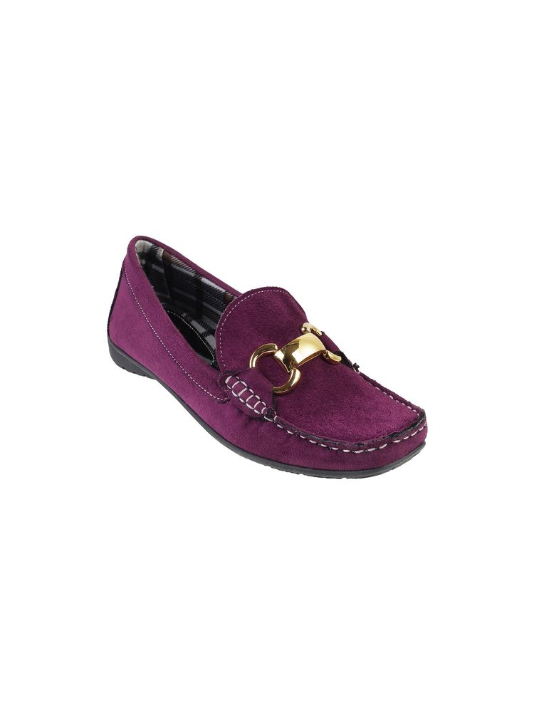 CATWALK Solid Metal Accent Purple Loafers-image-11