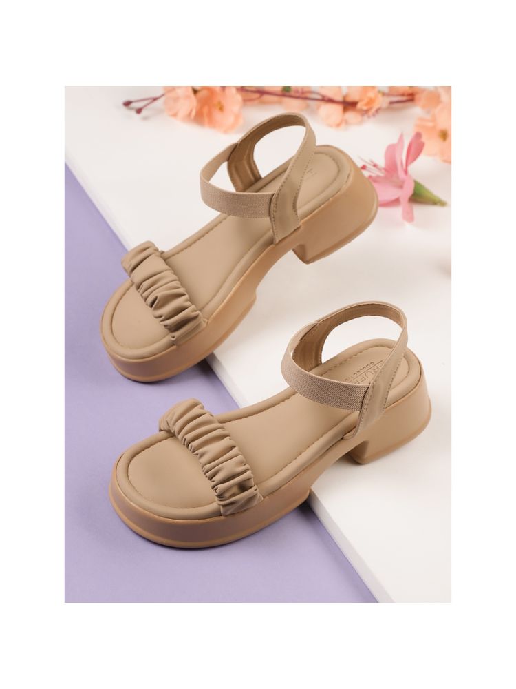 Truffle Collection Beige Solid Sandals-picture-26