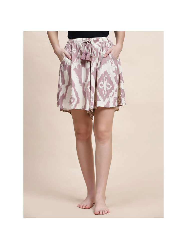 Bstories Cream Ikat Printed Culotte Shorts-picture-16