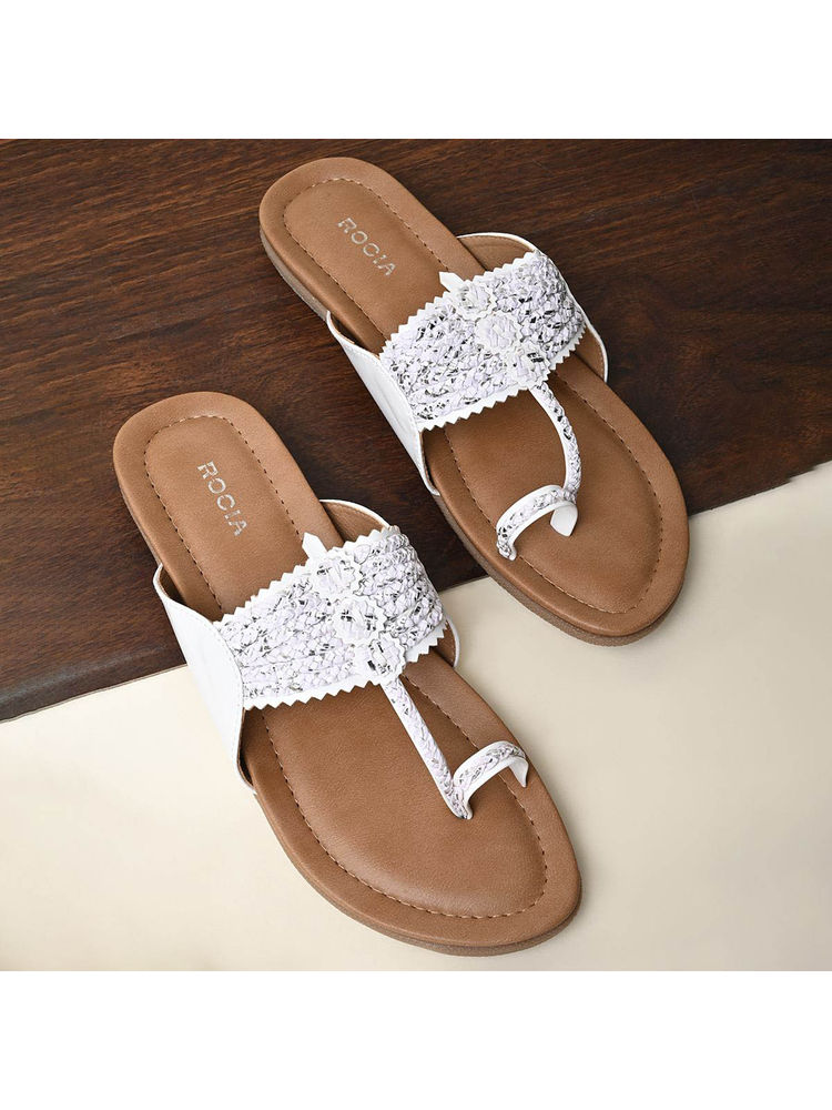 ROCIA White Women Kolhapuri Flats