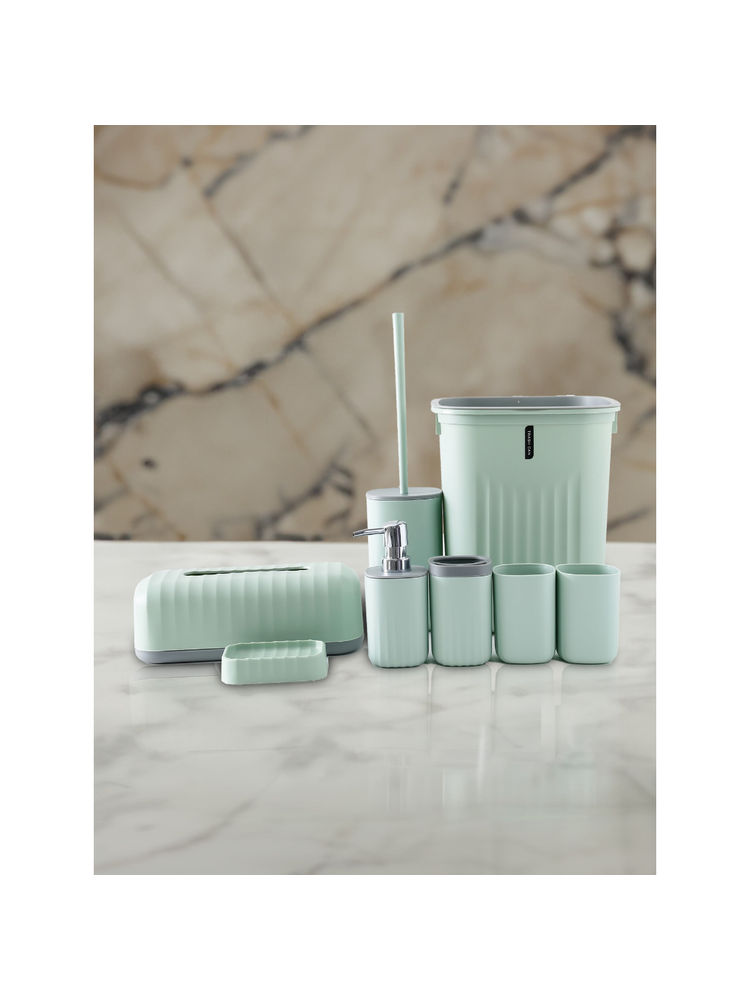 UMAI 8Pc Wave Pattern Bathroom Accessories Set Green-image-9