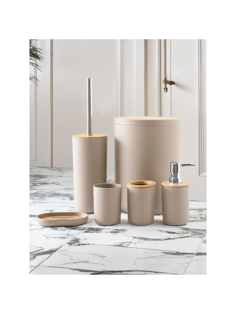 UMAI 6Pc Bathroom Accessories Set with Lid Warm Beige-picture-18