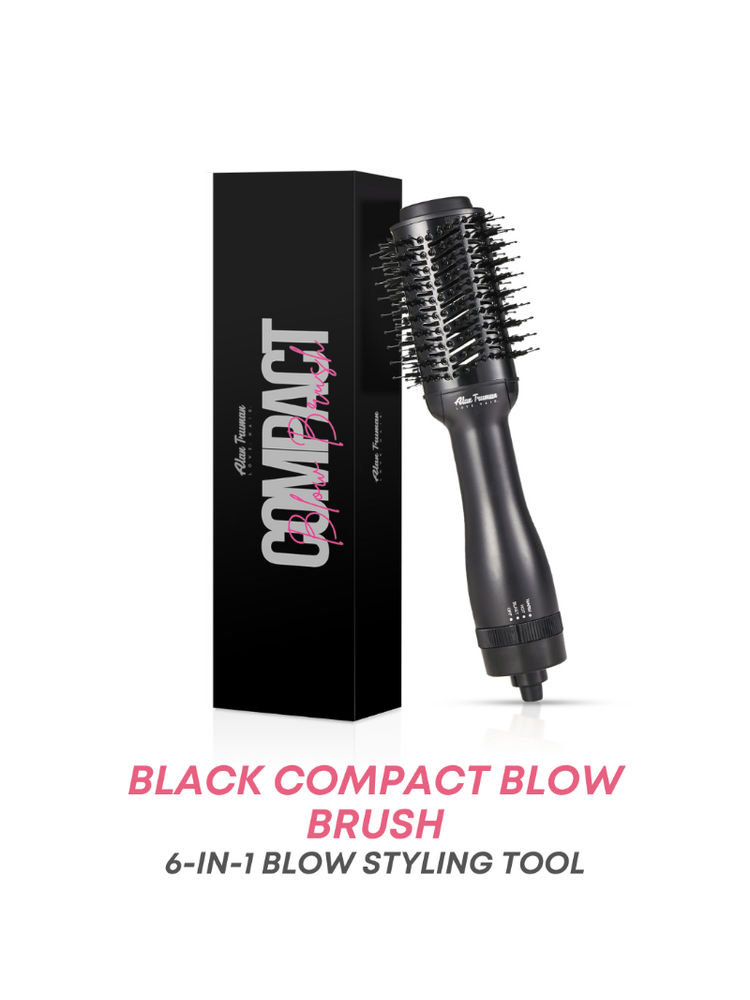 Alan Truman Blow Dryer Brush For Everyday Blowouts & Blow-styling At Home - Compact Black