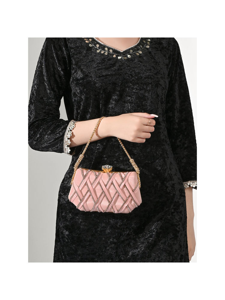 Lavie Signature Pink Womens Scarnton Handle Frame Clutch (M)-picture-14