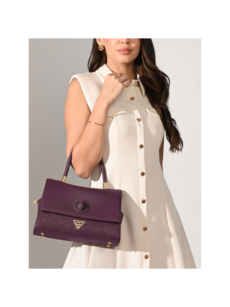 Lavie Signature Wine Womens Charlotte Flap Satchel Bag (M)-picture-15