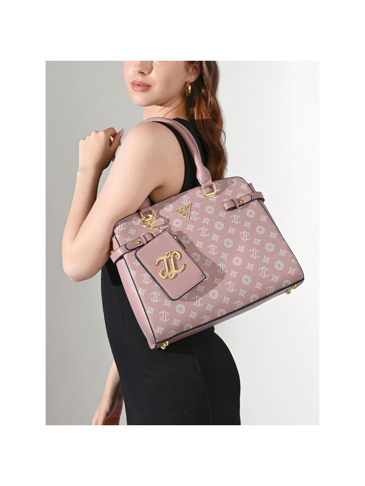 Lavie Signature Pink Womens Mono Napa Satchel Bag (M)-picture-10