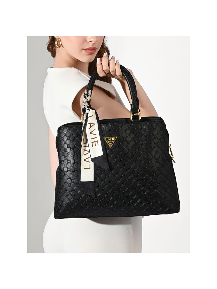 Lavie Signature Black Womens Provo 3C Large Satchel Bag (L)-image-19