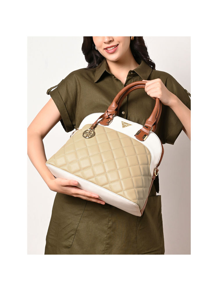 Lavie Signature Beige Texas Womens Satchel Bag (M)-image-13