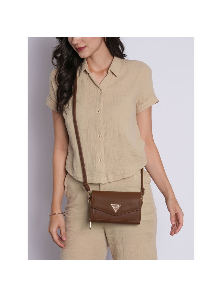 Lavie Signature Lowa Womens Tan Zipper Wallet with Detachable Strap (M)-image-37