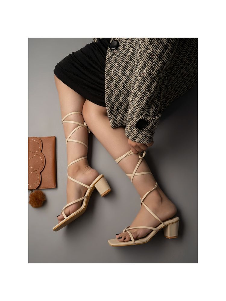 Shoetopia Women Beige Heels-image-44