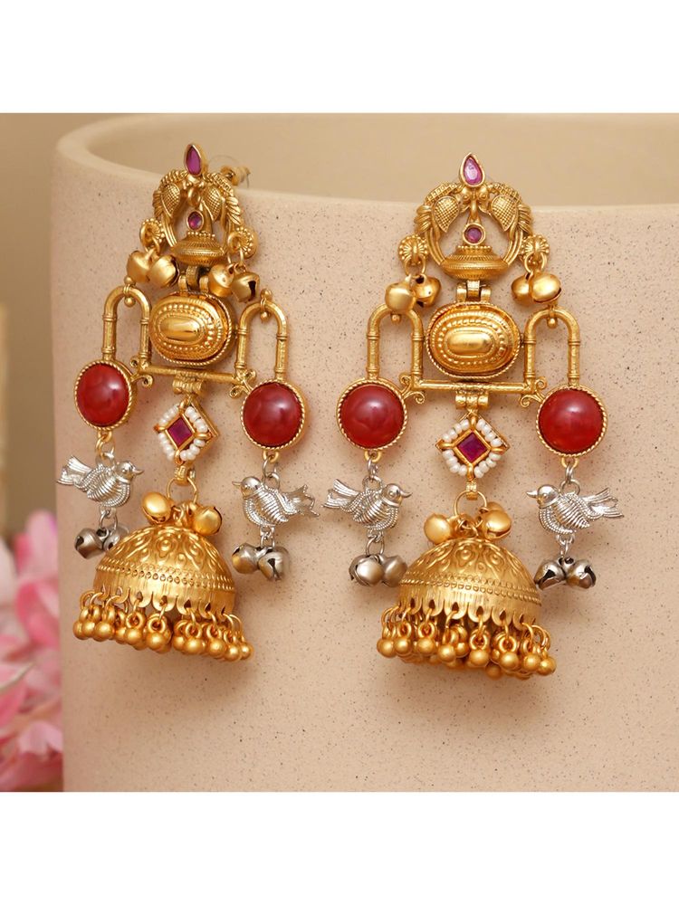 Beryachi Trisha Royal Bridal Jhumka - Pink-image-6