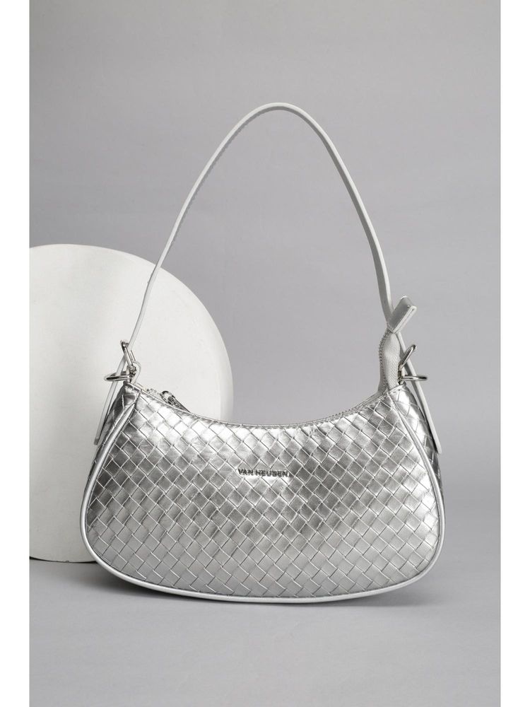Van Heusen Women Silver Textured Party Handbag-picture-37