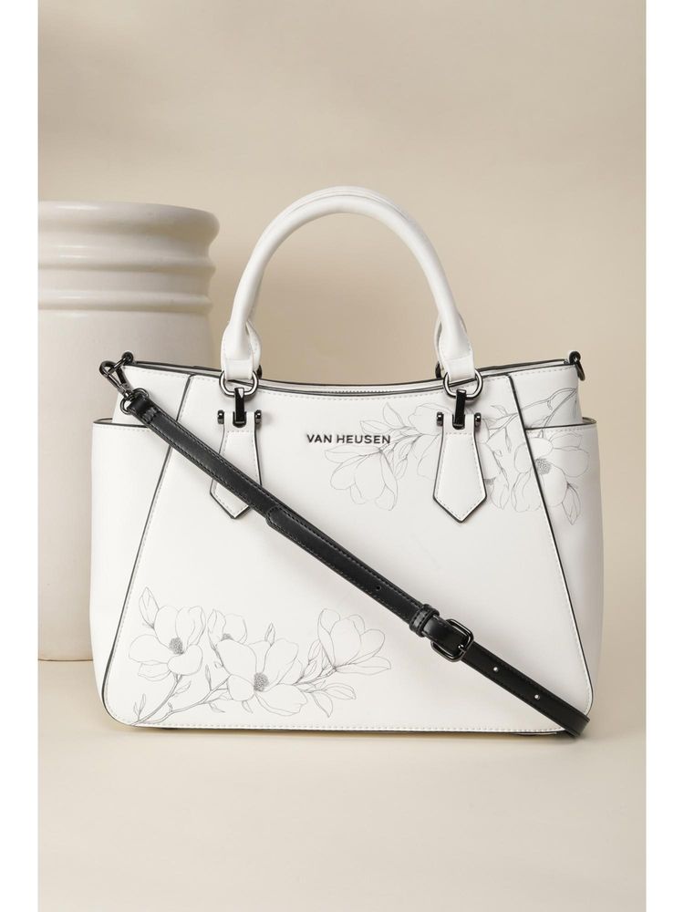 Van Heusen Women White Printed Formal Handbag With Detachable Strap & Pouch-picture-42