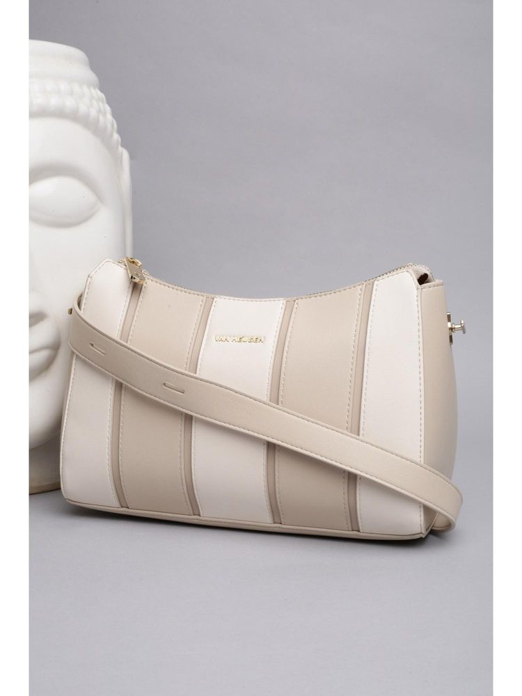 Van Heusen Women Beige Colorblock Casual Handbag-image-29